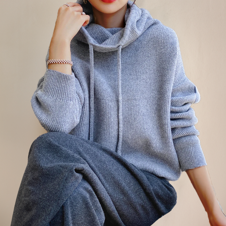 High-Collar Wool Knit Sweater