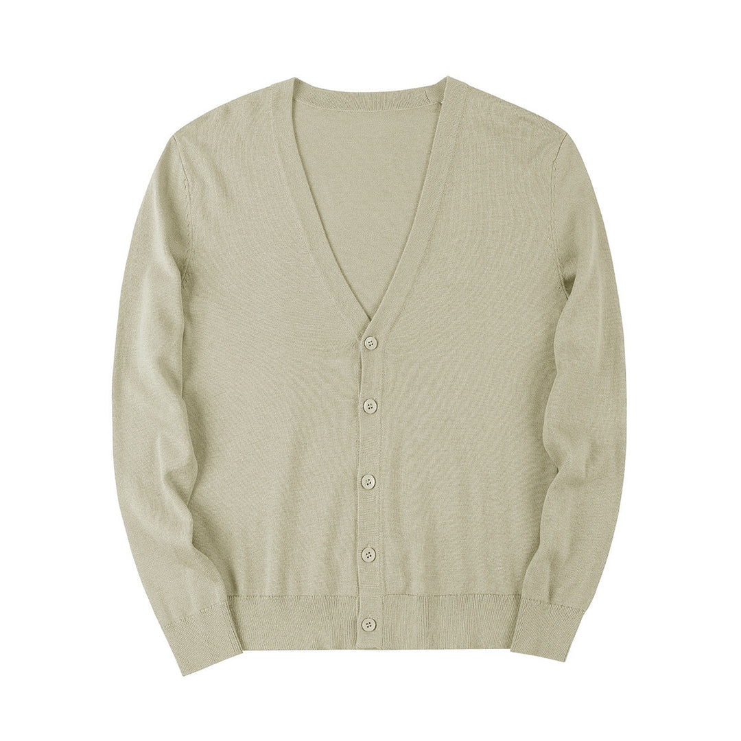 Men's V-neck Cardigan Sweater | Cotton Blend Slim Fit Knitwear | Lightweight Long Sleeve Button-Up Layering Top for Men