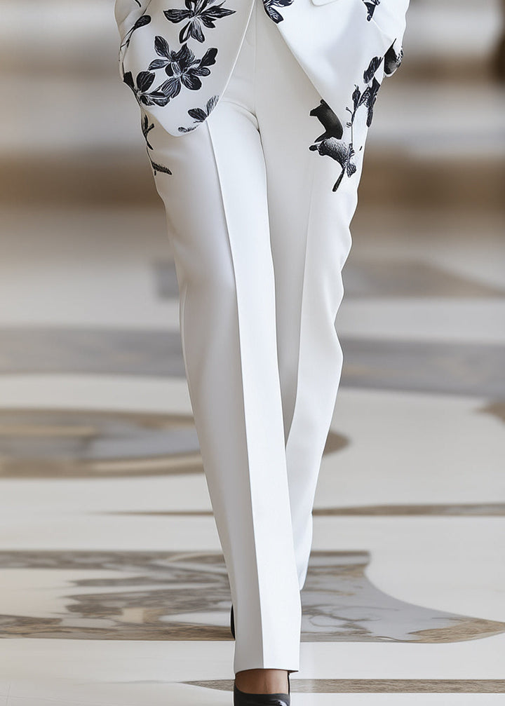 Women’s Floral Pant Suit with Tailored Single-Button Blazer