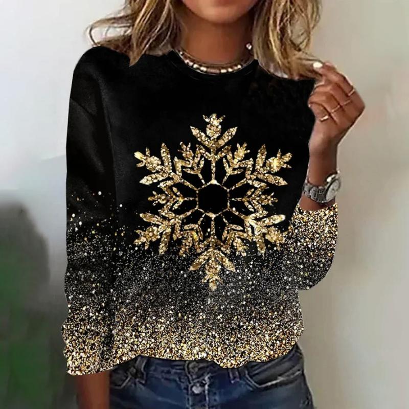 Sophisticated Gold Snowflake Sweater | Festive Sparkling Motif on Premium Black Knit
