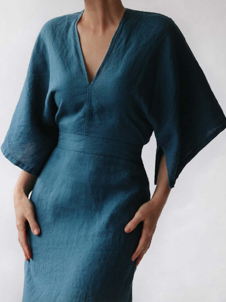 Sophisticated Indigo Linen Dress | Chic and Comfortable