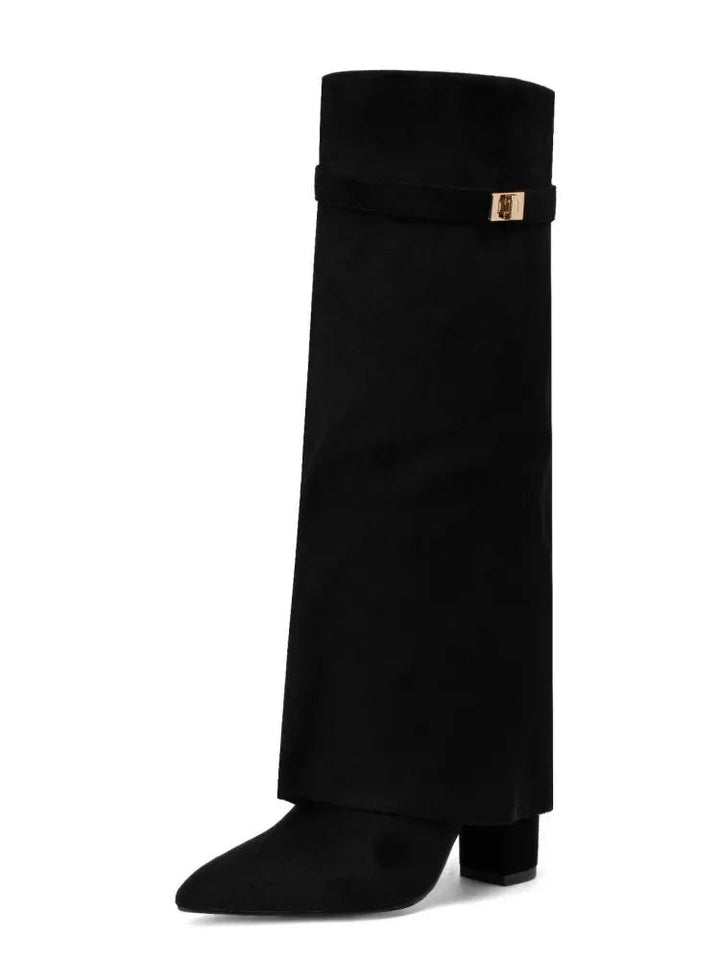 Elvira | Women's Tall Suede Boots with Buckle