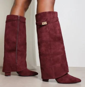 Elvira | Women's Tall Suede Boots with Buckle