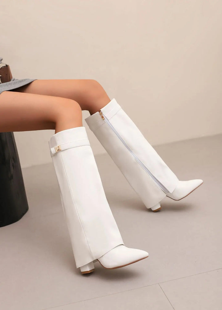 Elvira | Women's Tall Suede Boots with Buckle