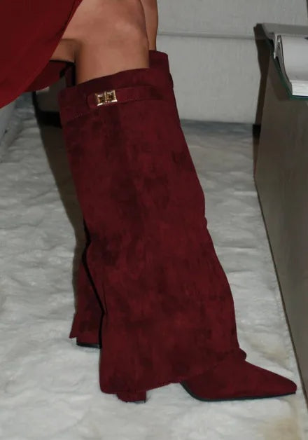 Elvira | Women's Tall Suede Boots with Buckle