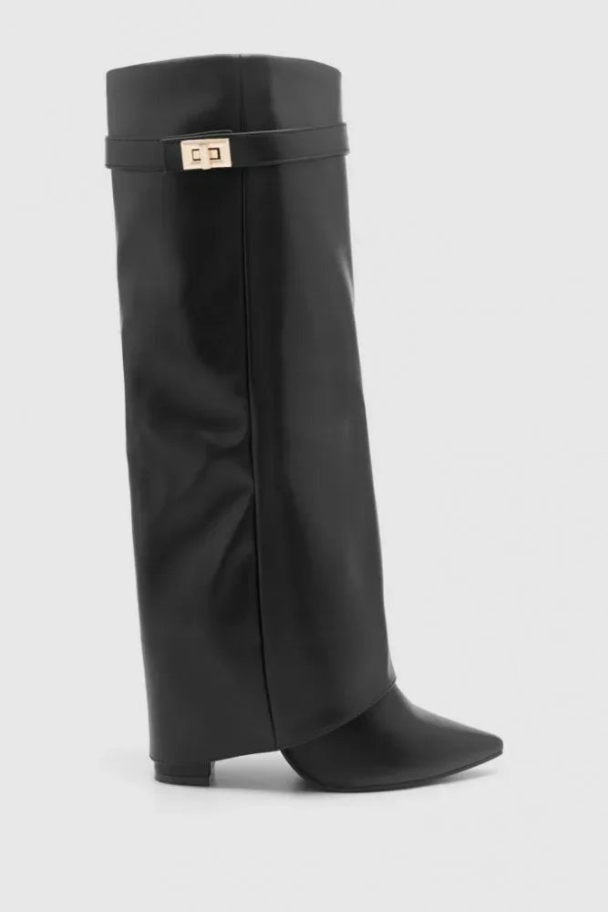 Elvira | Women's Tall Suede Boots with Buckle