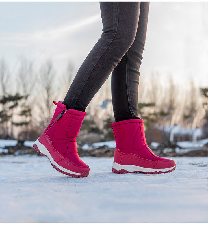 Women's winter boots with side zipper - waterproof, non-slip, durable snow boots with warm lining
