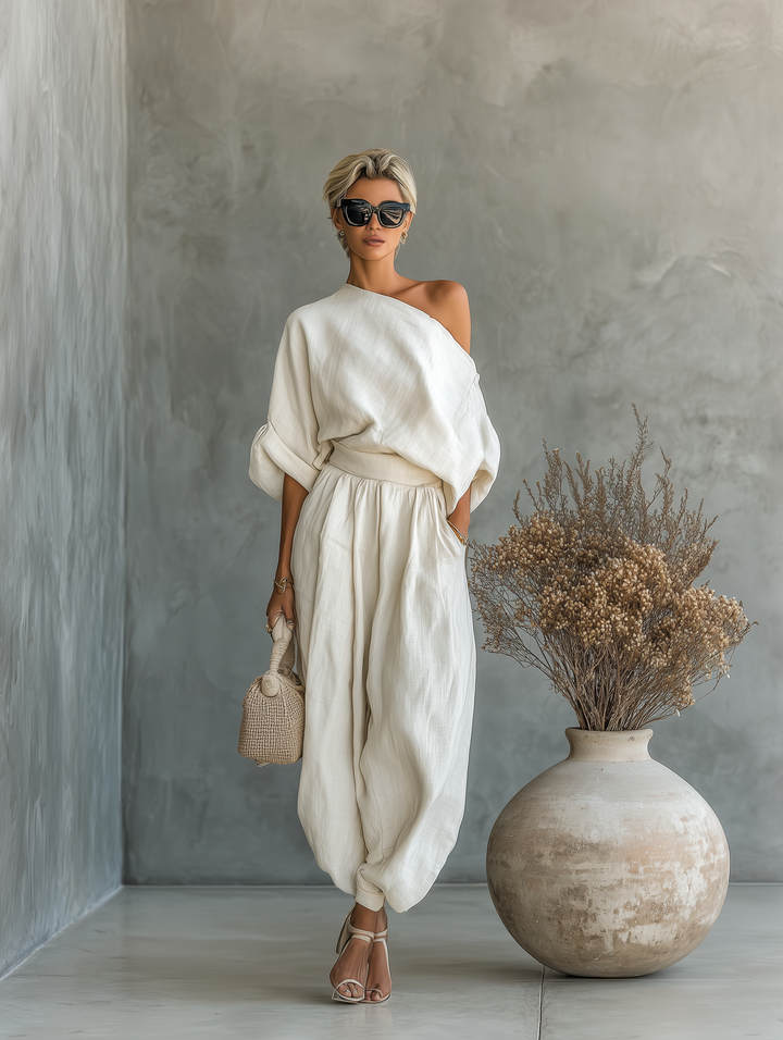 Lisa | Soft Off-Shoulder Top and Tapered Pants Set