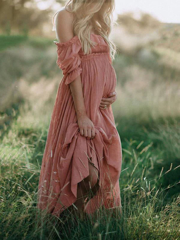 Elegant Off-the-Shoulder Maternity Gown