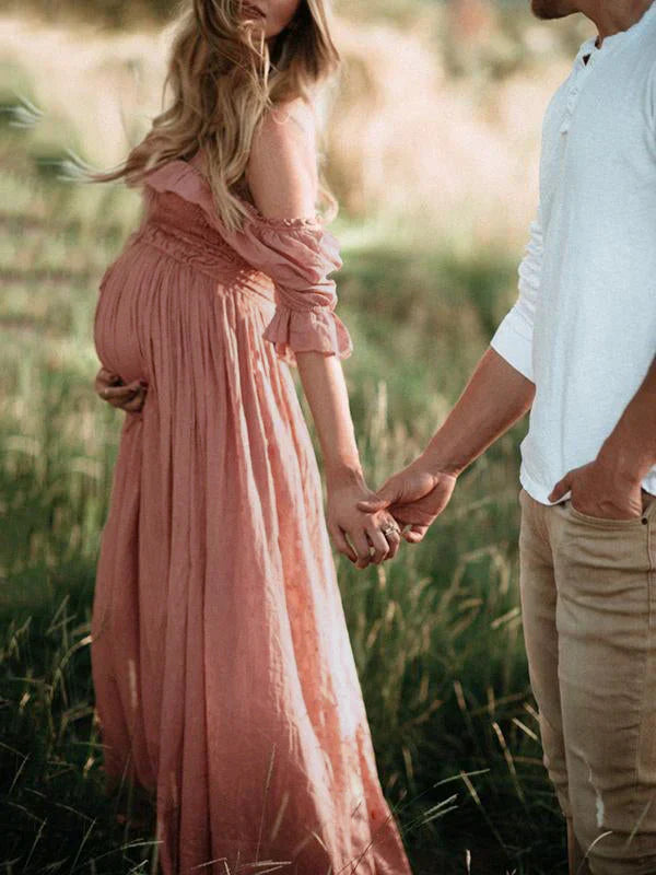 Elegant Off-the-Shoulder Maternity Gown