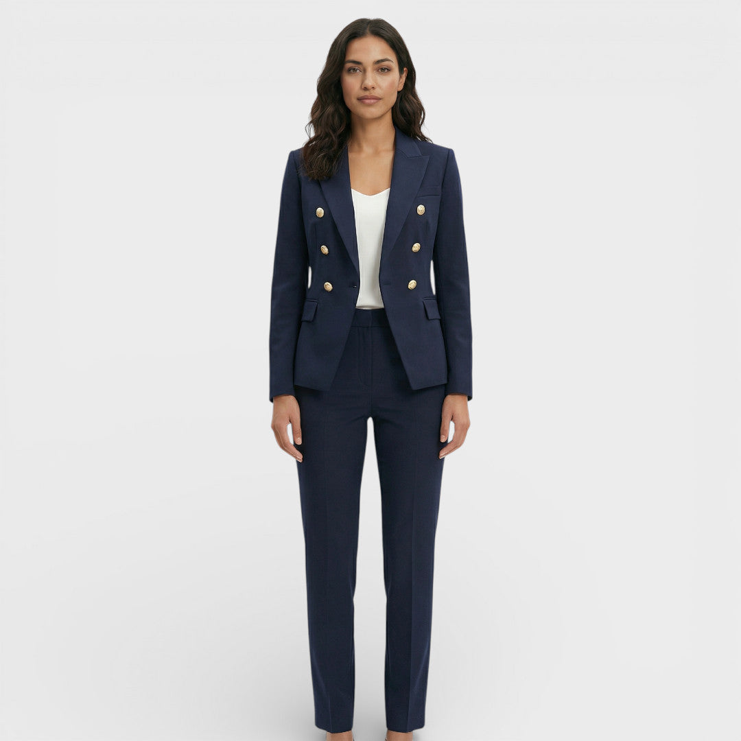 Women's Matching set double-breasted blazer with gold buttons