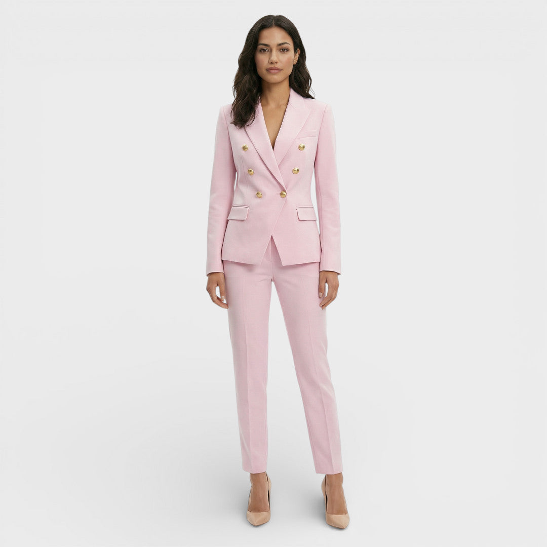 Women's Matching set double-breasted blazer with gold buttons