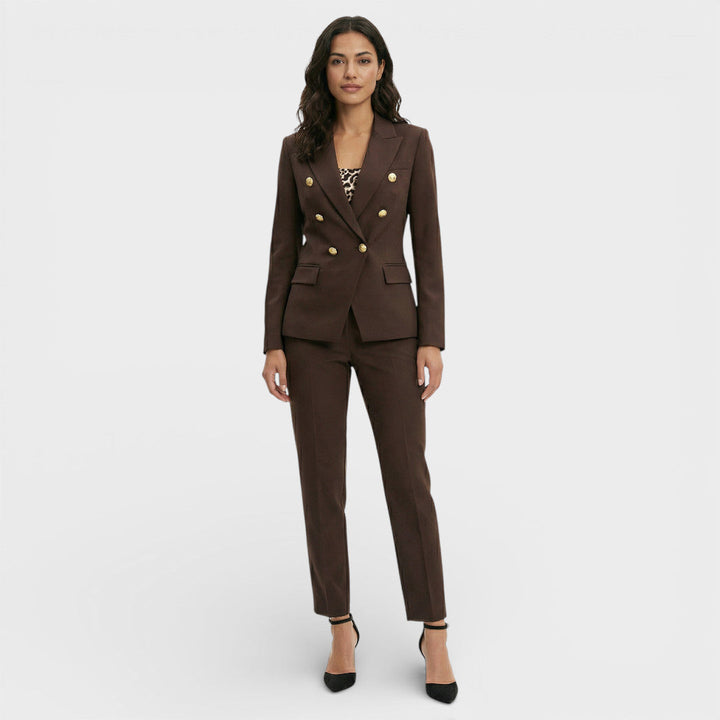 Women's Matching set double-breasted blazer with gold buttons