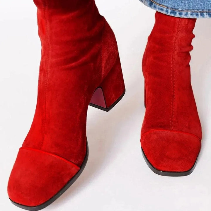 Gema | Women's Leopard-Print Suede Ankle Boots with Block Heel
