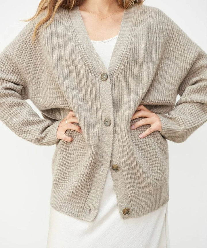 Gema | Women's Oversized Cashmere V-Neck Button-Front Cardigan