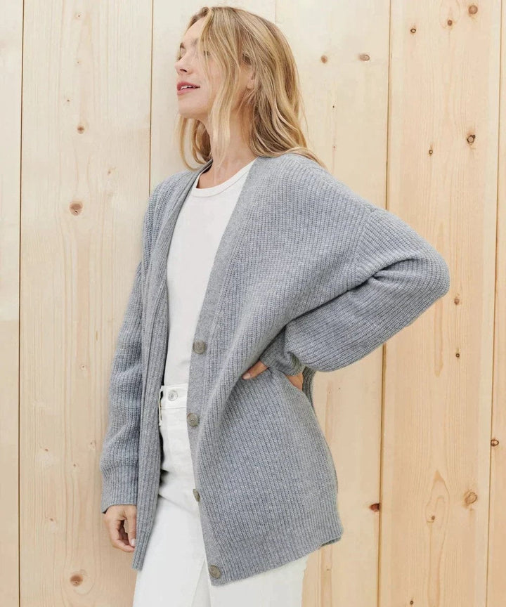 Gema | Women's Oversized Cashmere V-Neck Button-Front Cardigan