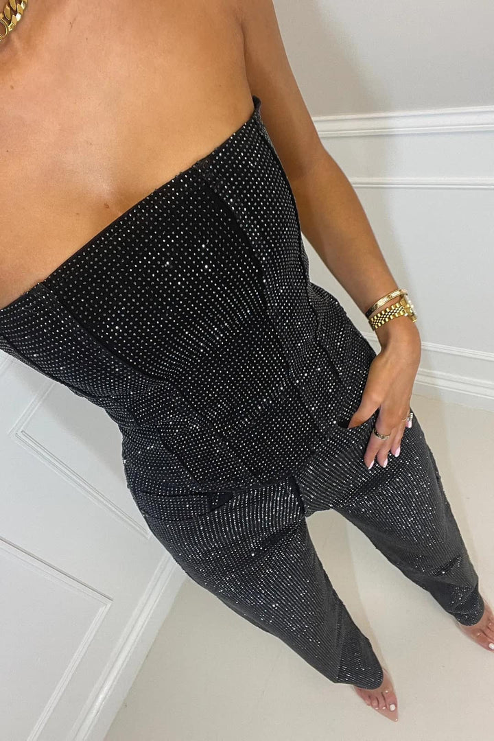 Liora's Shimmering High-Waisted Jeans Ensemble for Women