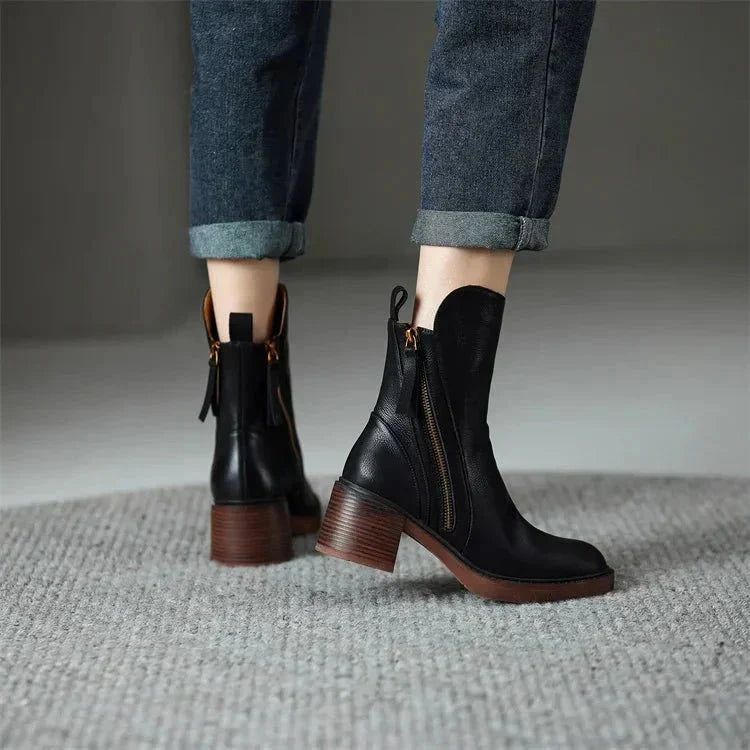Women's Genuine Leather Ankle Boots | Comfortable Everyday Booties with Padded Insole and Classic Versatile Design