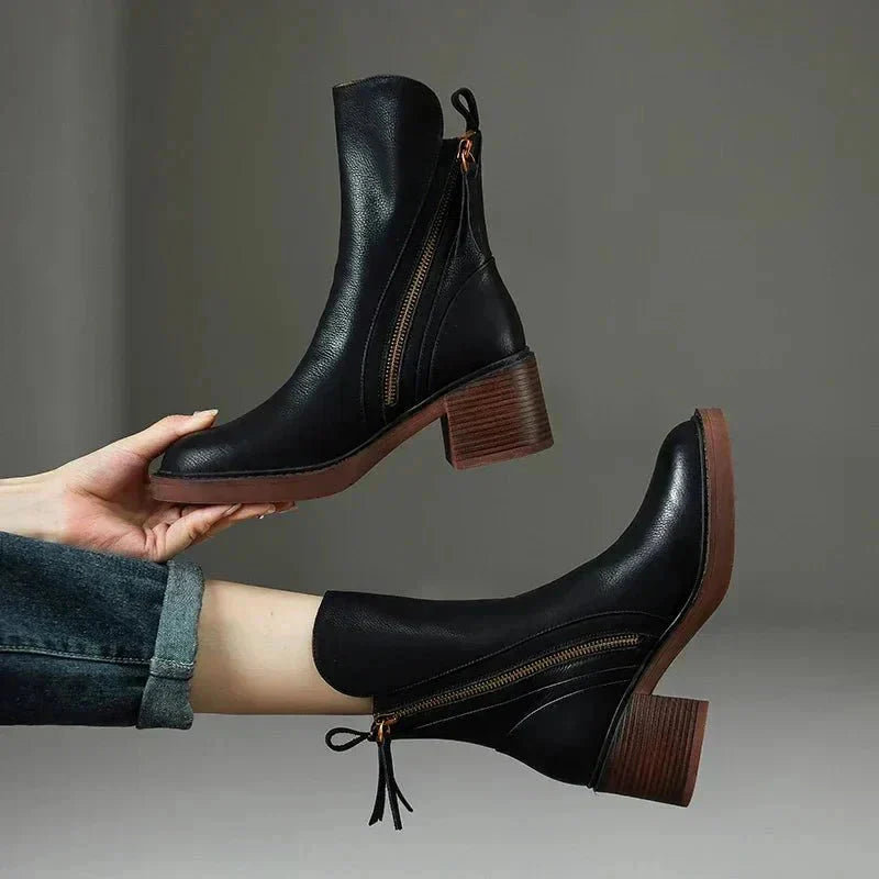 Women's Genuine Leather Ankle Boots | Comfortable Everyday Booties with Padded Insole and Classic Versatile Design