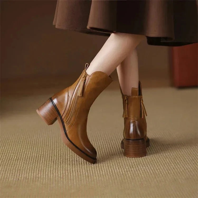 Women's Genuine Leather Ankle Boots | Comfortable Everyday Booties with Padded Insole and Classic Versatile Design
