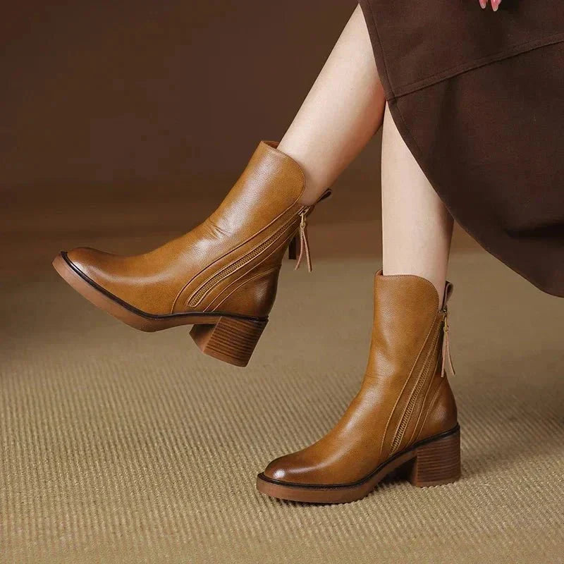 Women's Genuine Leather Ankle Boots | Comfortable Everyday Booties with Padded Insole and Classic Versatile Design