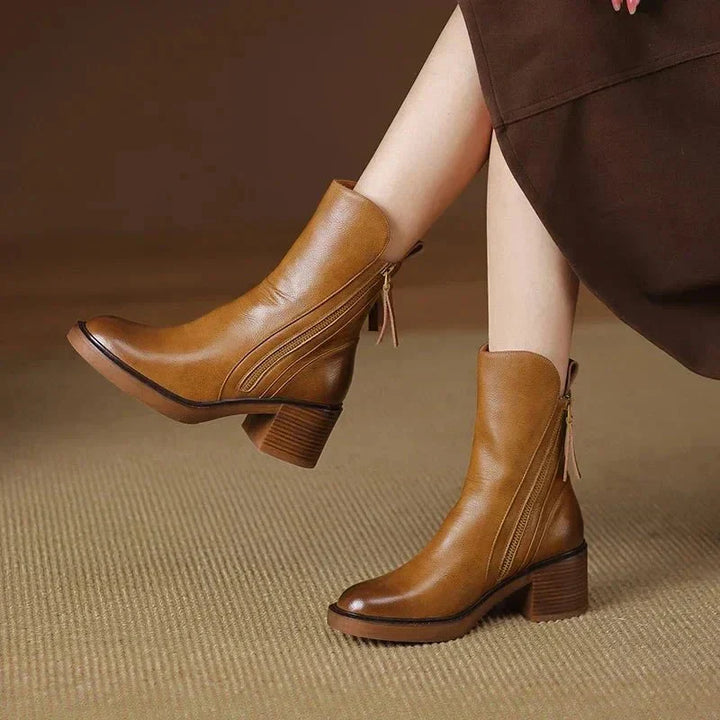 Women's Leather Ankle Boots | Genuine Leather Comfortable Everyday Boots with Padded Insole and Breathable Soft Lining