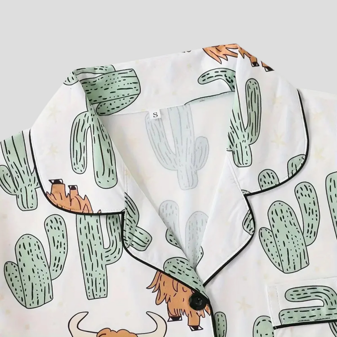 Highland Cow Cactus Women's Pajama Set