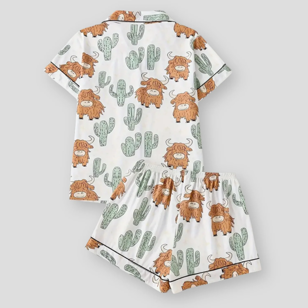Highland Cow Cactus Women's Pajama Set