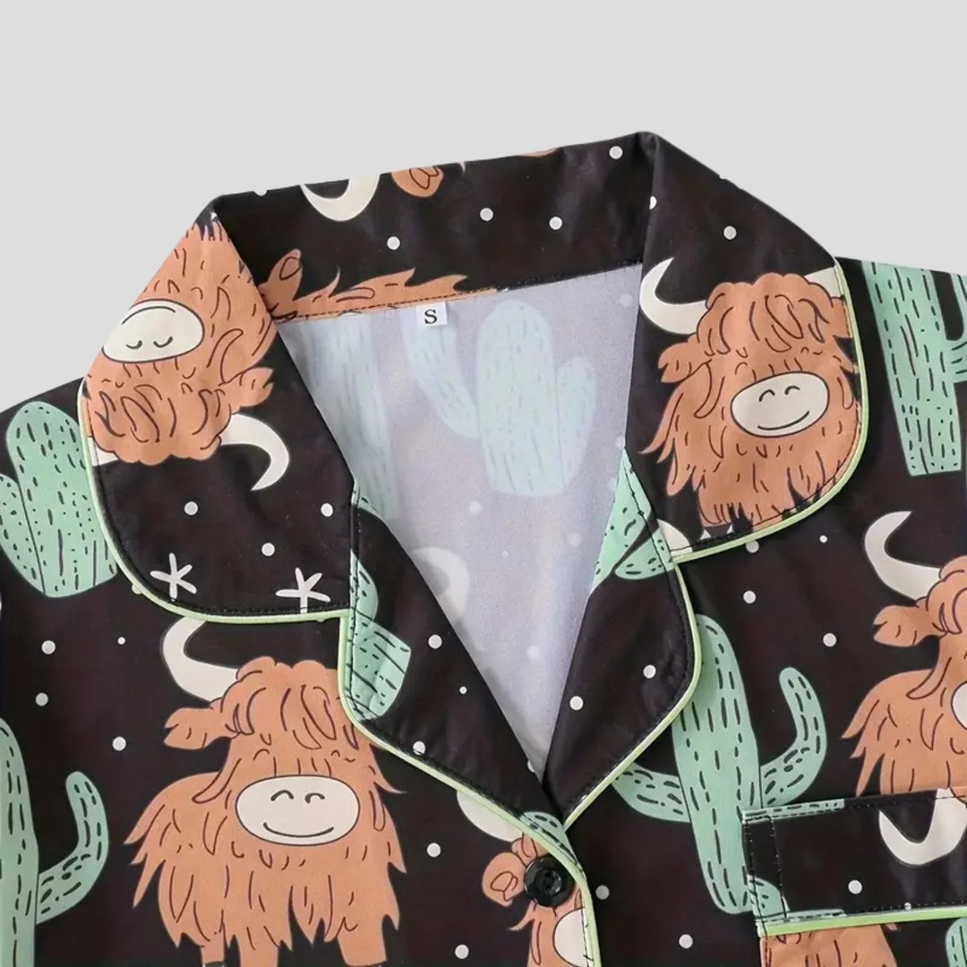 Highland Cow Cactus Women's Pajama Set