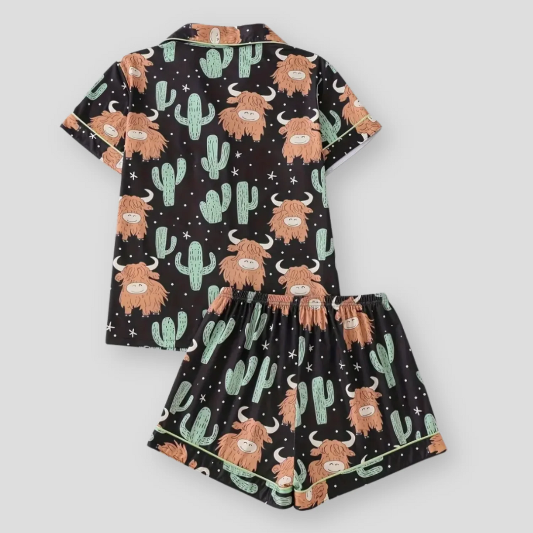 Highland Cow Cactus Women's Pajama Set