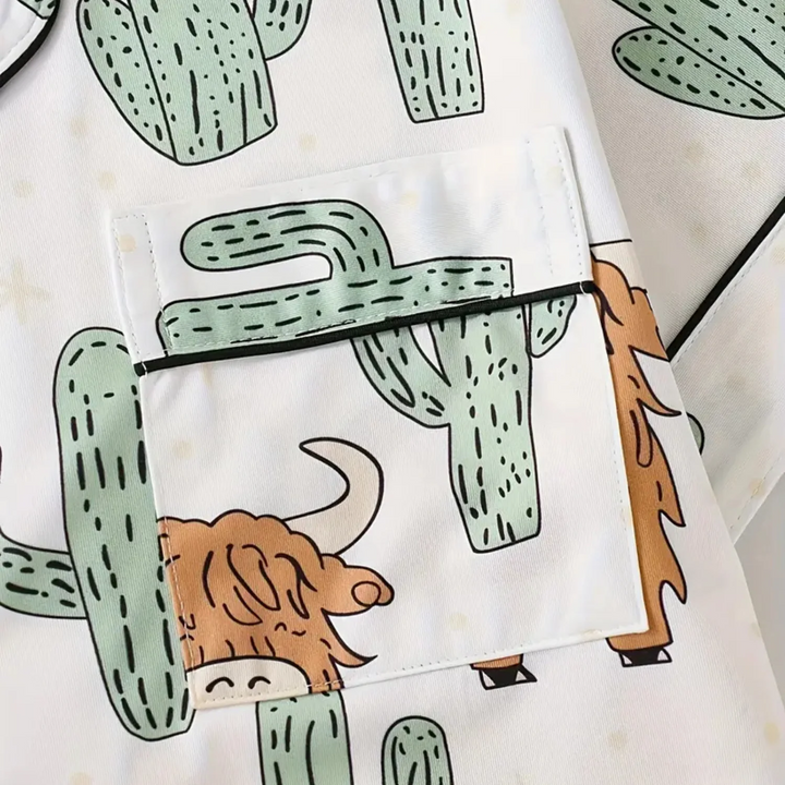 Highland Cow Cactus Women's Pajama Set