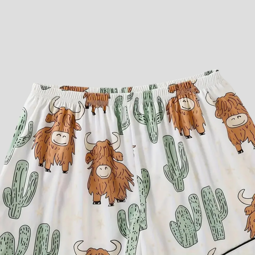 Highland Cow Cactus Women's Pajama Set