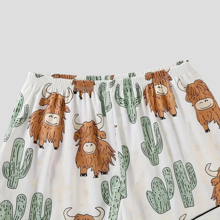 Highland Cow Cactus Women's Pajama Set