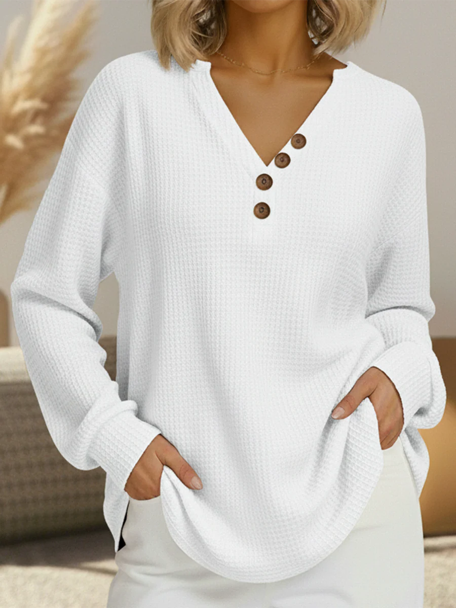 Women's Warm Waffle Knit Sweater | Soft Brushed Interior Thermal Jumper | Relaxed Fit Winter Pullover for Cold Weather