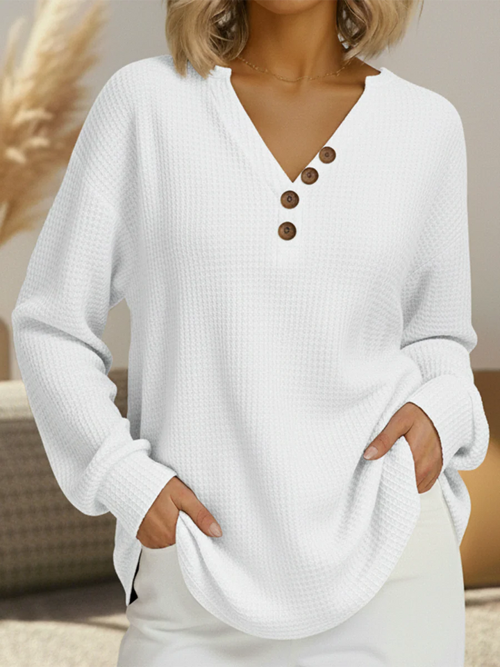 Women's Warm Waffle Knit Sweater | Soft Brushed Interior Thermal Jumper | Relaxed Fit Winter Pullover for Cold Weather