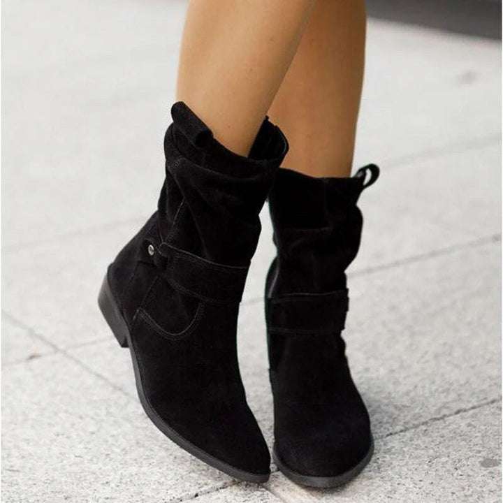 Inés | Women's Mid-Calf Slouchy Suede Cowboy Boots