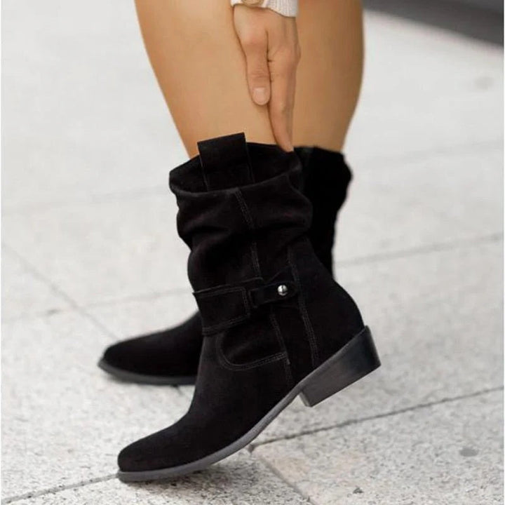 Inés | Women's Mid-Calf Slouchy Suede Cowboy Boots