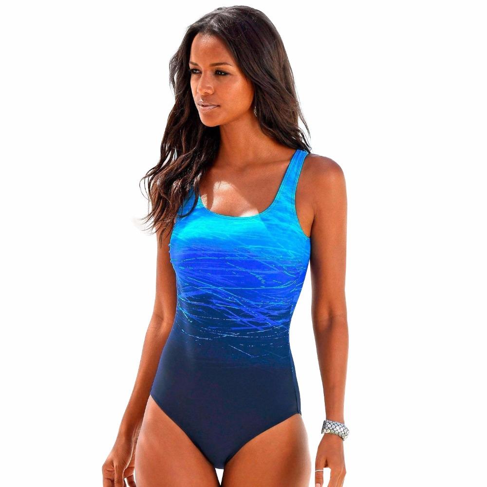 Nina - Quick-Dry Gradient Swimwear with Cutout Back and Stylish Stripes