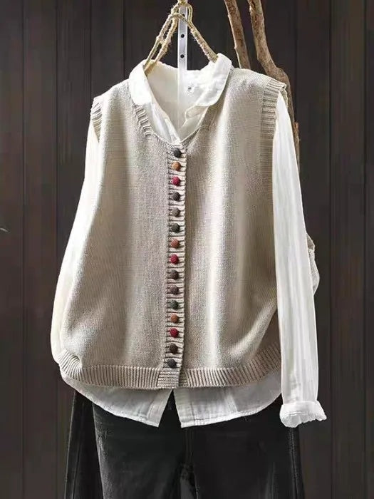 Lidia | Women's Sleeveless Knit Cardigan with Buttons