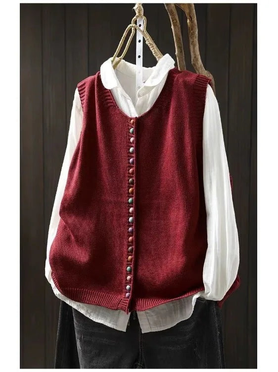 Lidia | Women's Sleeveless Knit Cardigan with Buttons