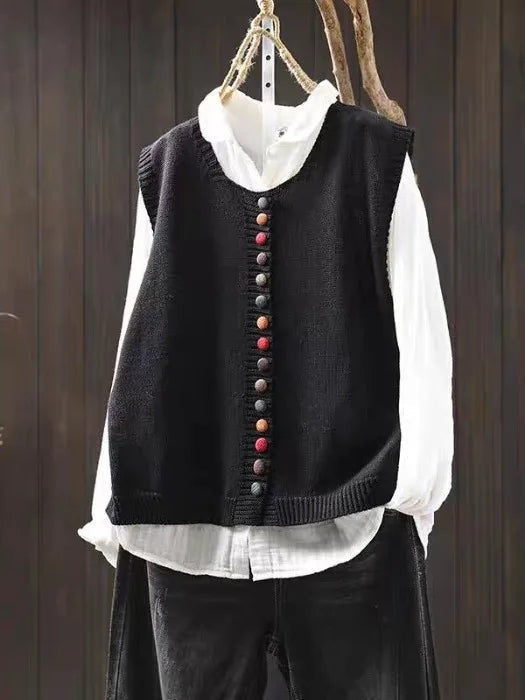 Lidia | Women's Sleeveless Knit Cardigan with Buttons