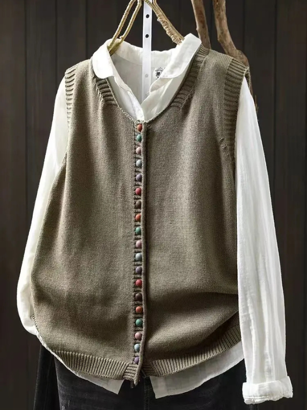 Lidia | Women's Sleeveless Knit Cardigan with Buttons