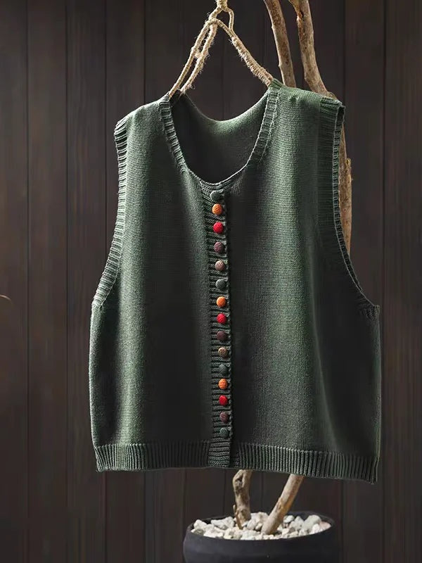 Lidia | Women's Sleeveless Knit Cardigan with Buttons