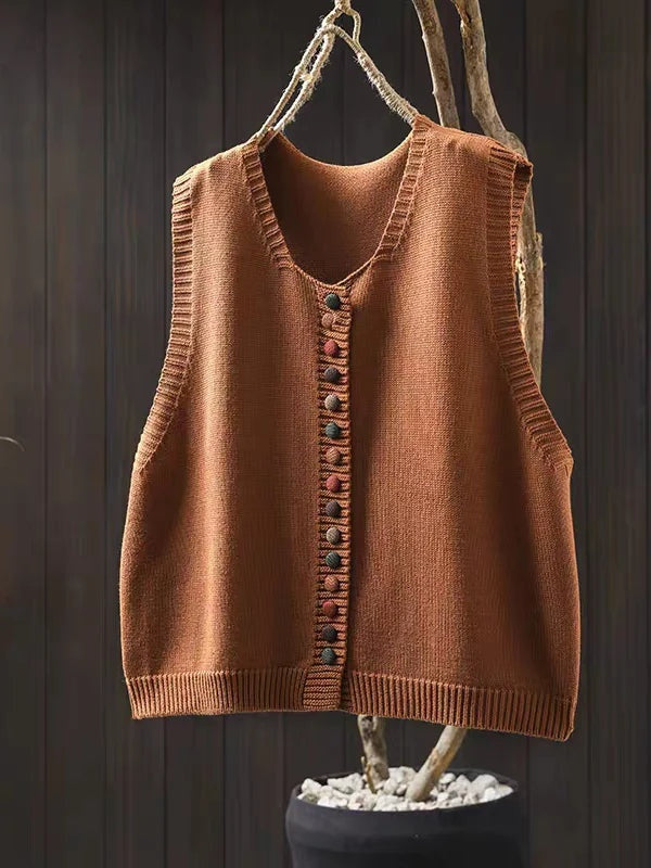 Lidia | Women's Sleeveless Knit Cardigan with Buttons