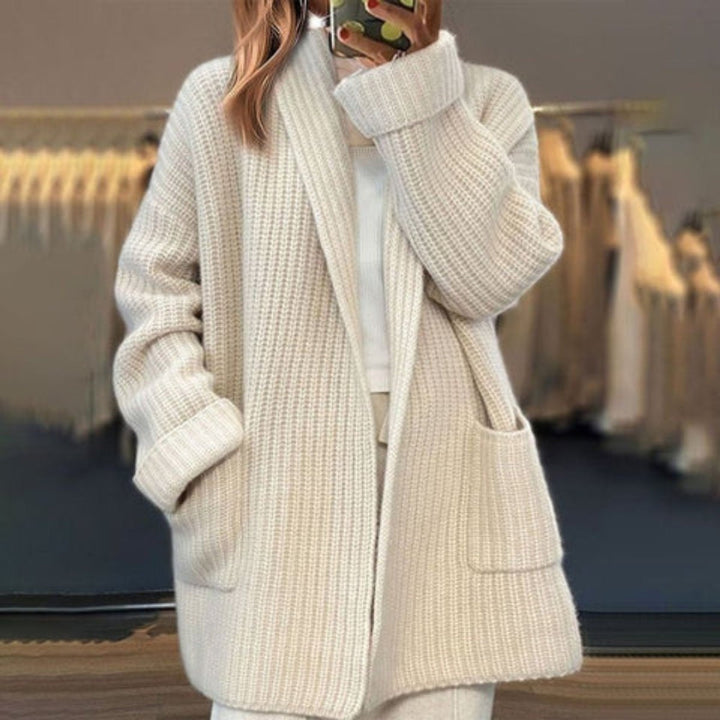 Lorena | Women's Oversized Knit Cardigan with Pockets, Long Sleeves
