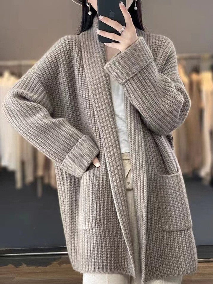 Lorena | Women's Oversized Knit Cardigan with Pockets, Long Sleeves