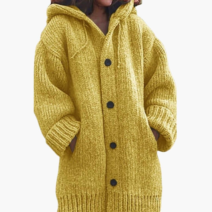Lourdes | Women's Oversized Hooded Knit Cardigan with Buttons