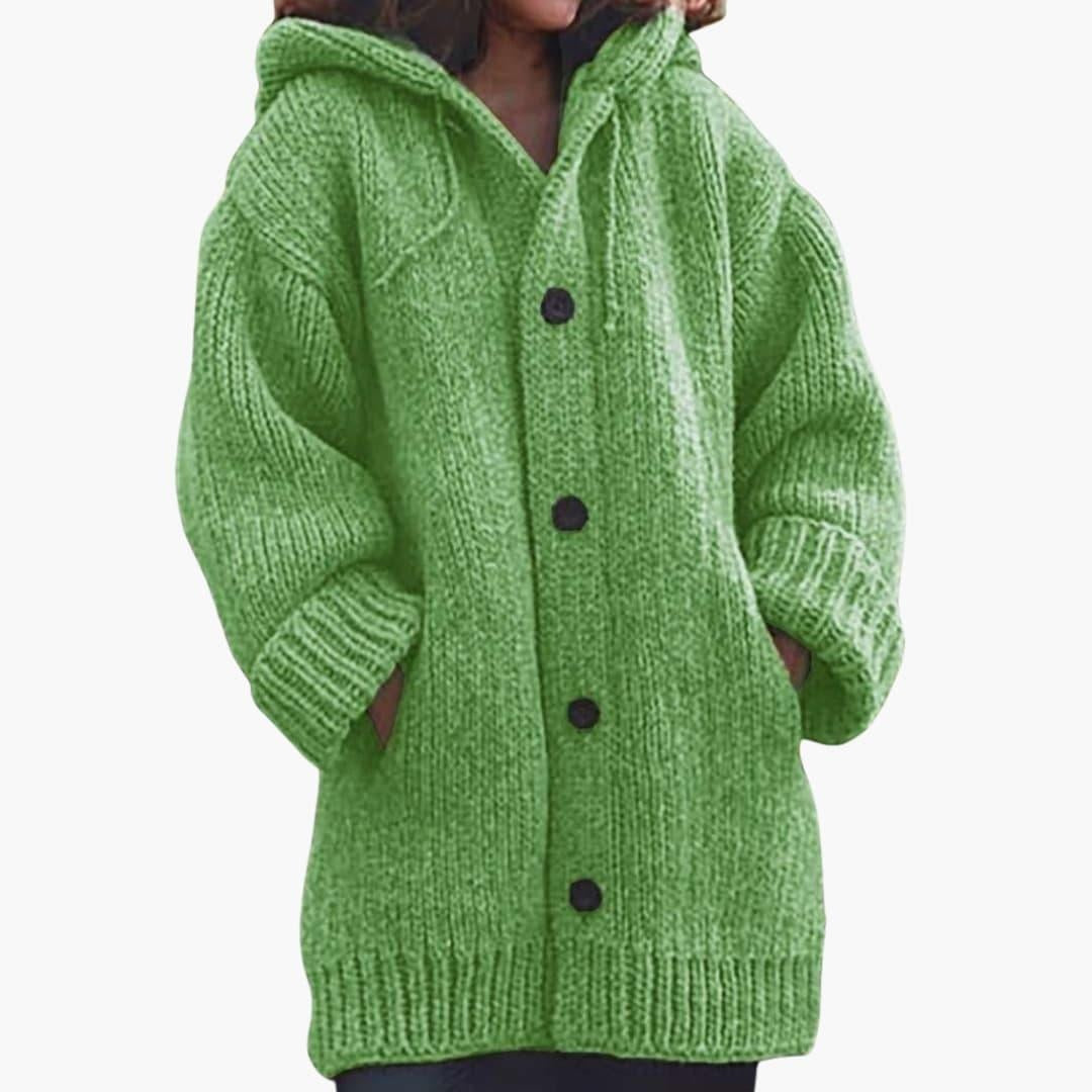 Lourdes | Women's Oversized Hooded Knit Cardigan with Buttons
