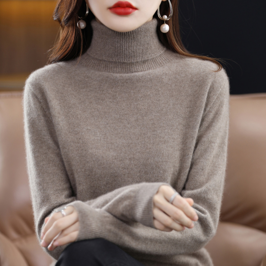 Sleek Cashmere Women's Turtleneck Sweater - Mia