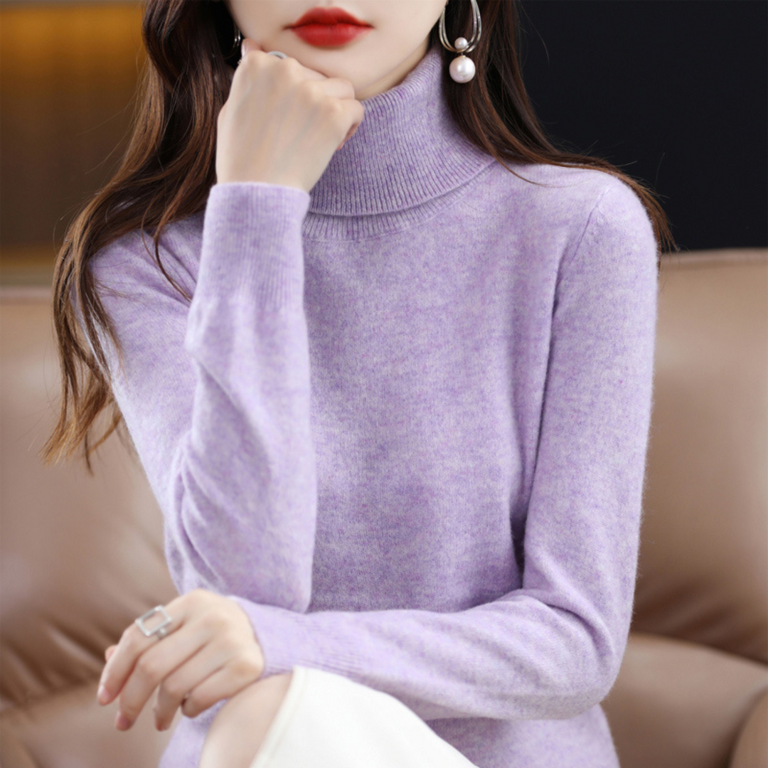 Sleek Cashmere Women's Turtleneck Sweater - Mia